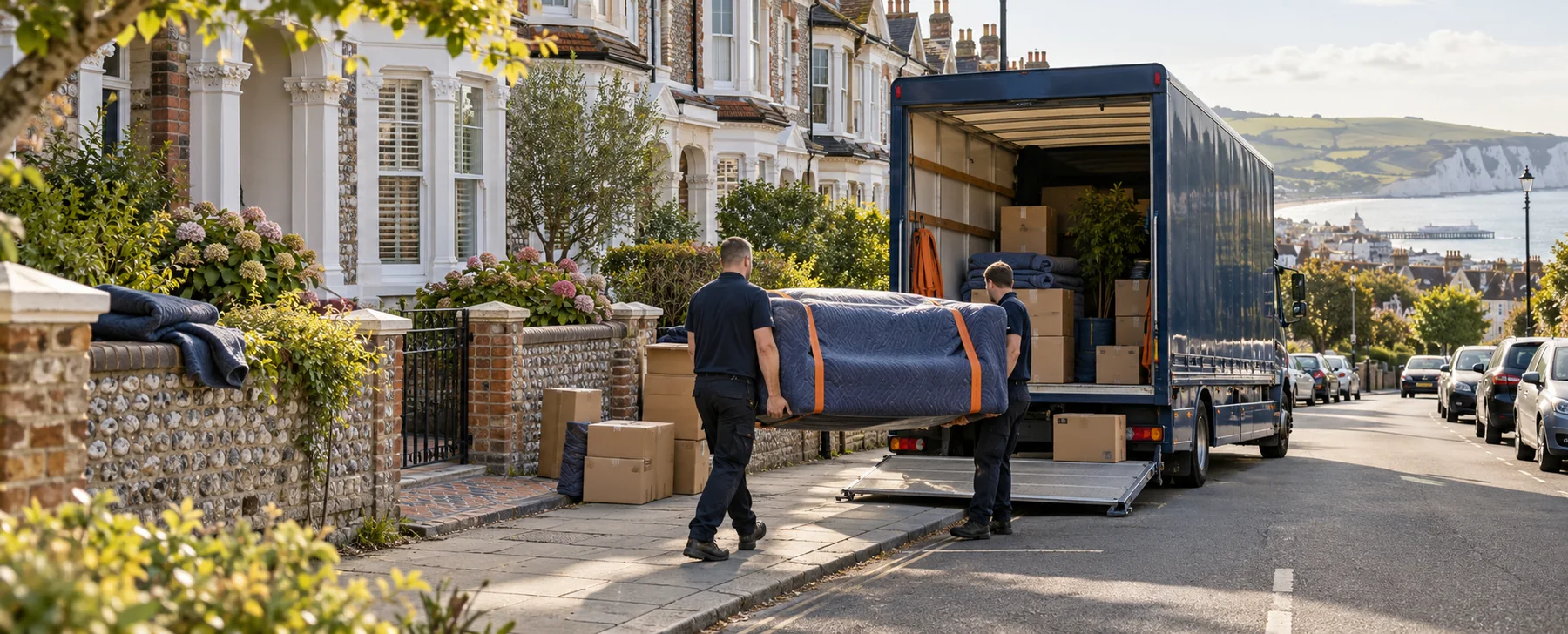 Careful home removal outside an Eastbourne house